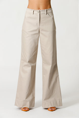 Calça Wide Leg Sarja - AREIA