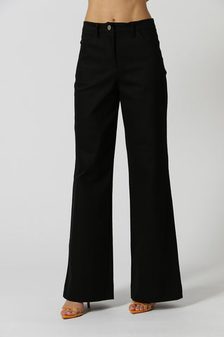 Calça Wide Leg Sarja - PRETO