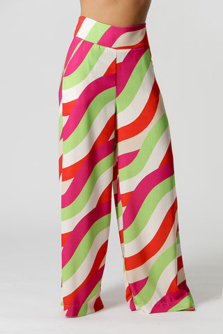 Calça Pantalona Estampada - FOLHA 7180