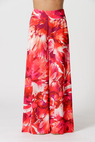Calça Pantalona Estampada - VERMELHO 1213