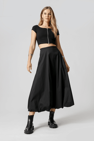 Blusa con hombros descubiertos y cremallera - NEGRO