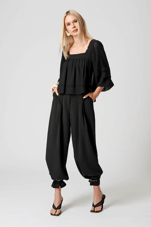 Bata de Manga Bufante Com Pregas