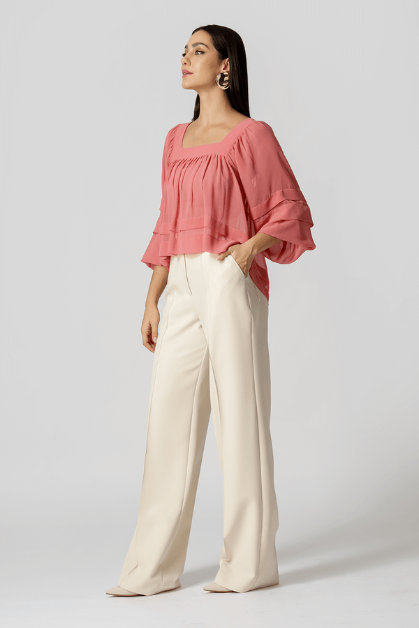 Bata de Manga Bufante Com Pregas