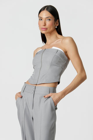 Top de corsé de raya diplomática - GRIS 90143