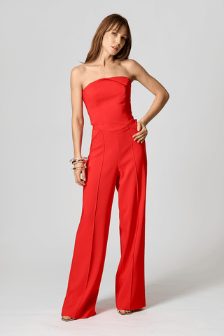 Macacão Strapless Assimétrico - VERMELHO