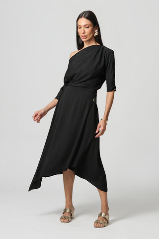 Blusa Com Pregas - PRETO