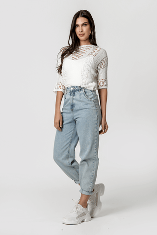 Blusa Retilínea Vazada - OFF WHITE