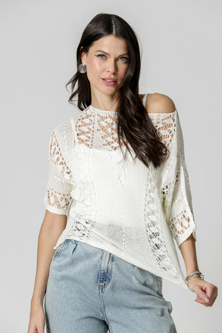 Blusa Retilínea Vazada - OFF WHITE