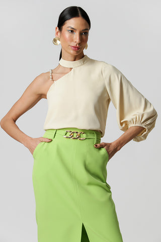 Blusa Com Alça De Strass - BEGE