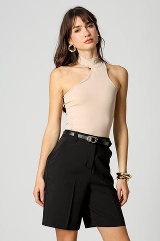 Blusa Ombro Único Com Gola - AREIA