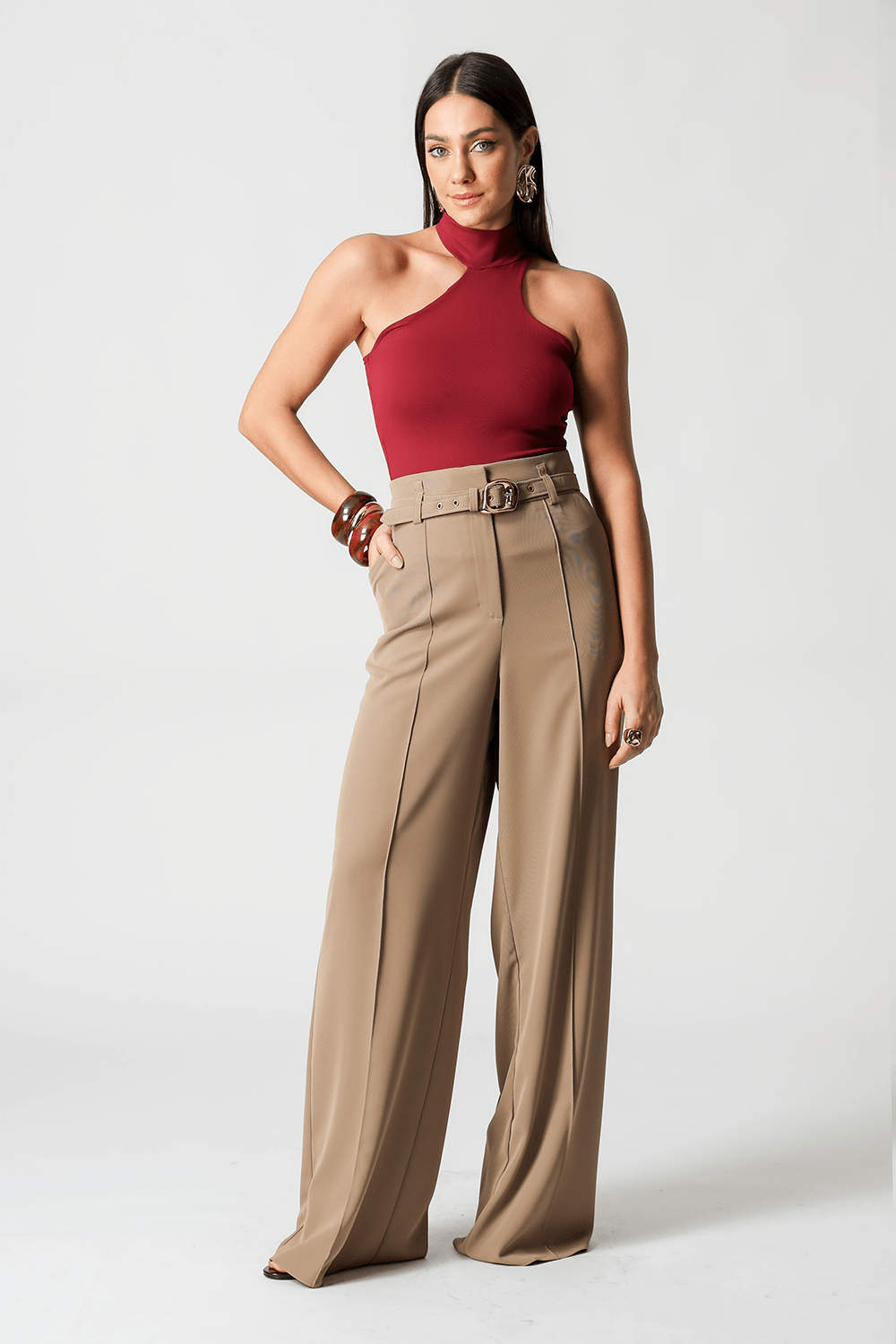 Blusa Ombro Único Com Gola