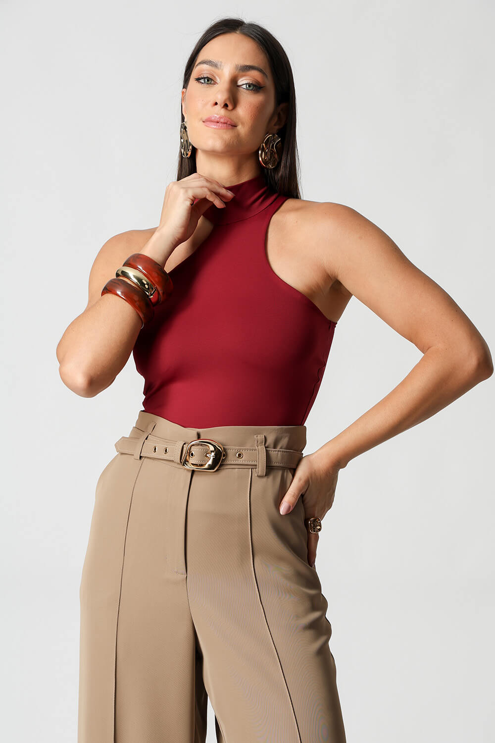 Blusa Ombro Único Com Gola