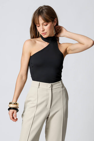 Blusa Ombro Único Com Gola - PRETO