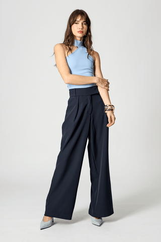 Blusa Ombro Único Com Gola - AZUL CLARO