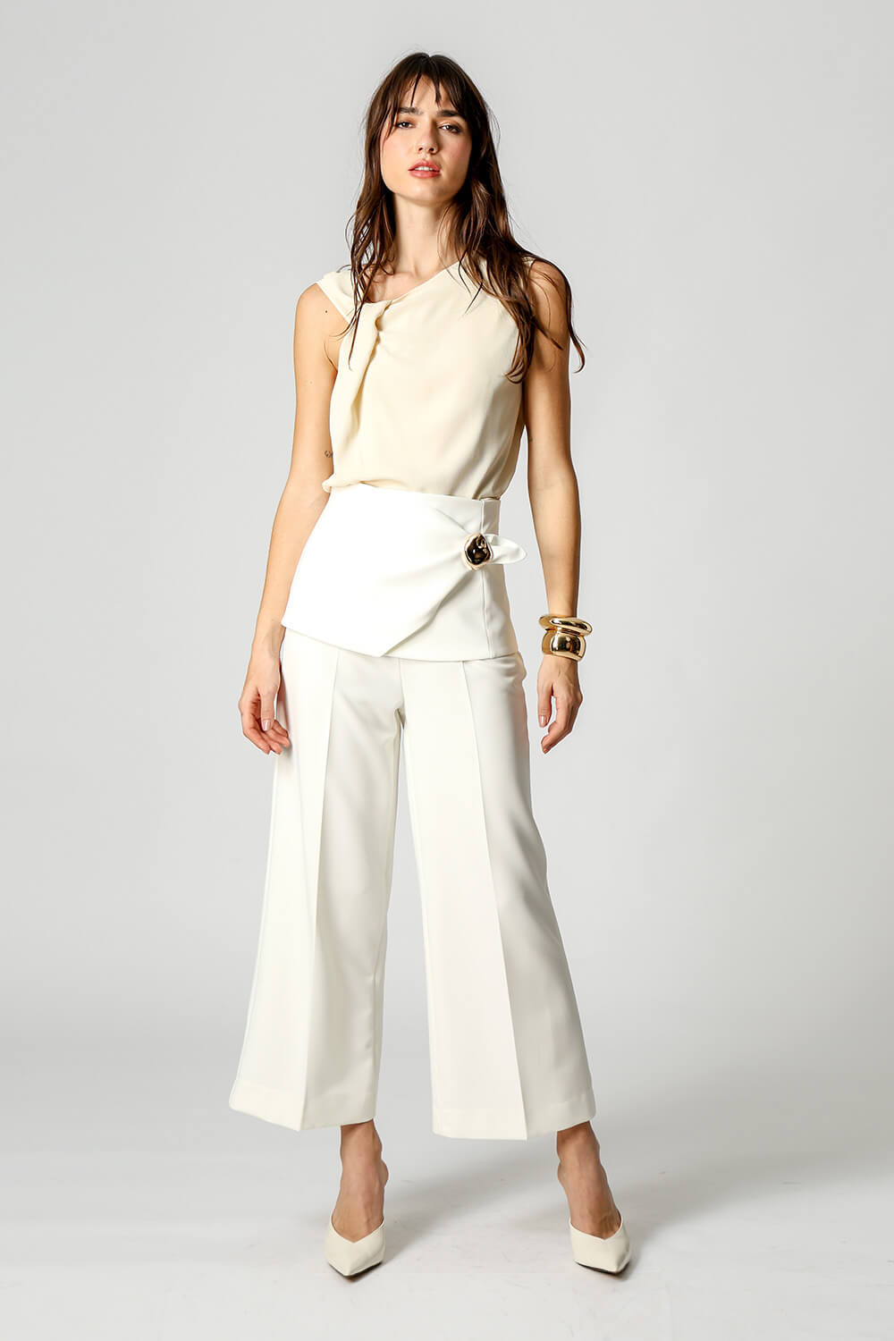 Blusa Decote Assimétrico Com Prega - CRU