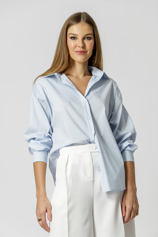 Camisa Oversized Manga Longa - AZUL CLARO