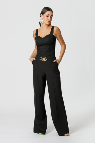 Top corto con aberturas - NEGRO