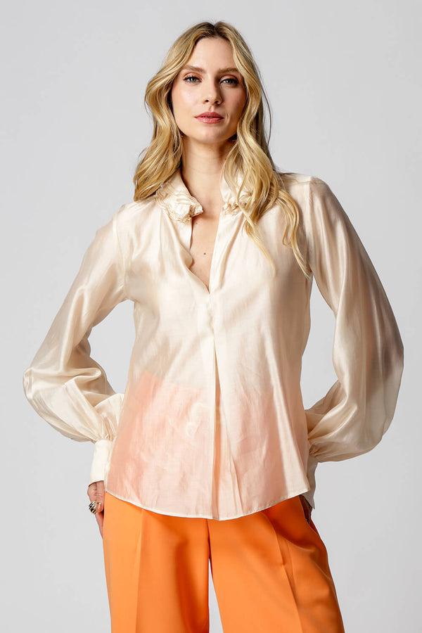 Blusa Gola Ruff em Voil