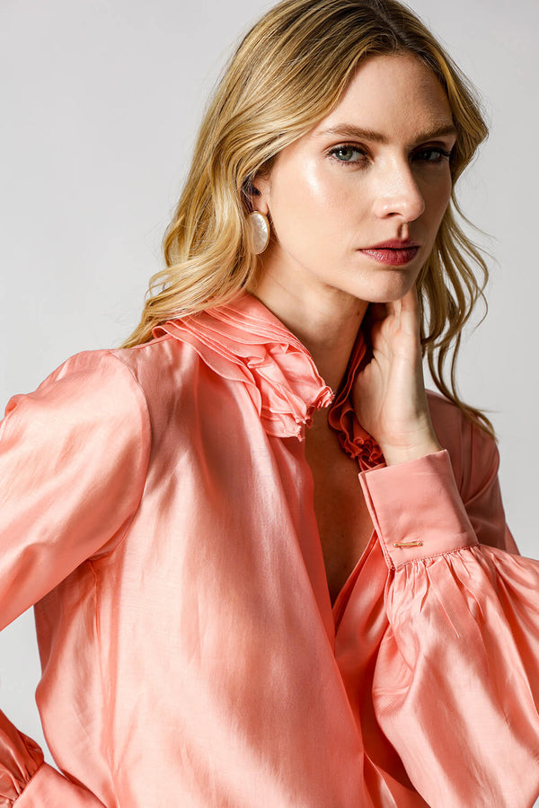 Blusa Gola Ruff em Voil