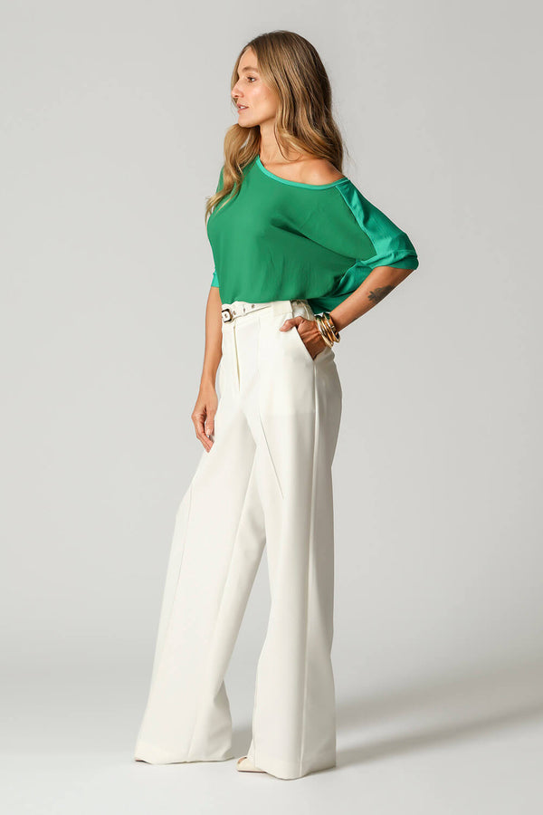 Blusa Manga Ampla Recortes TRIMIX