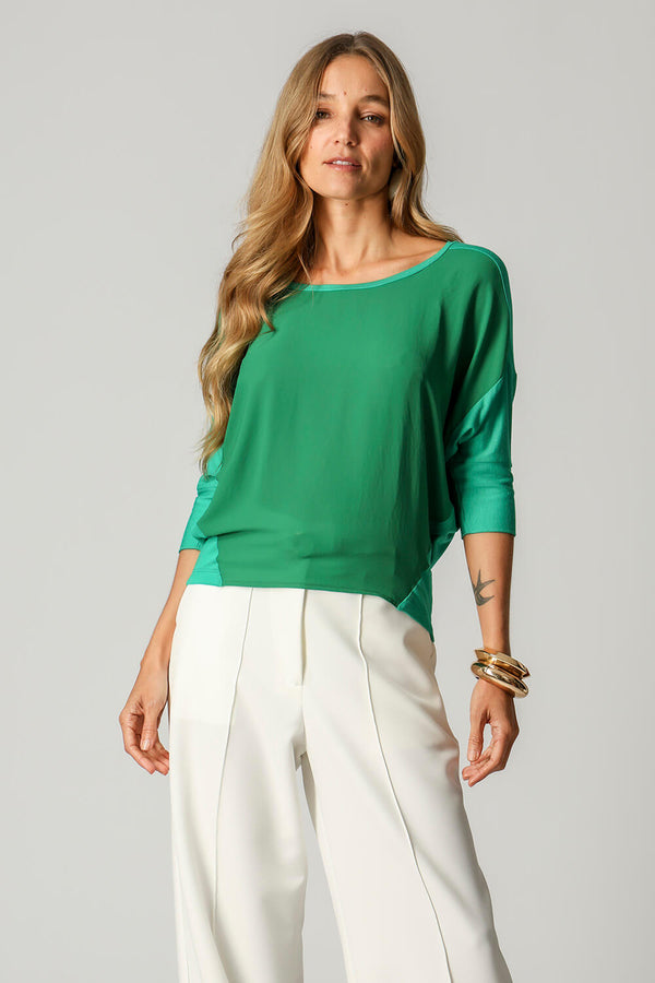 Blusa Manga Ampla Recortes TRIMIX