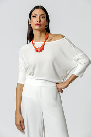 Blusa Manga Ampla Recortes