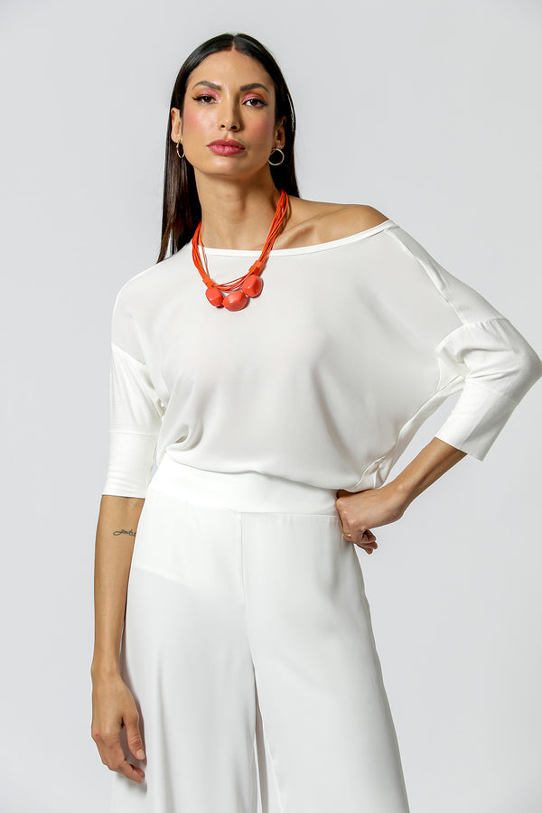 Blusa Manga Ampla Recortes