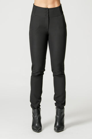 Pantalones ajustados con cintura elástica - NEGRO