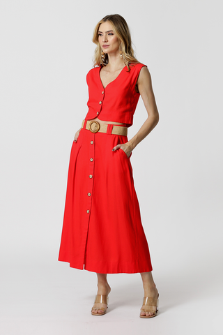 Blusa Linho Cropped - CORAL