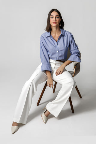 Camisa Ampla Listrada - AZUL 90149