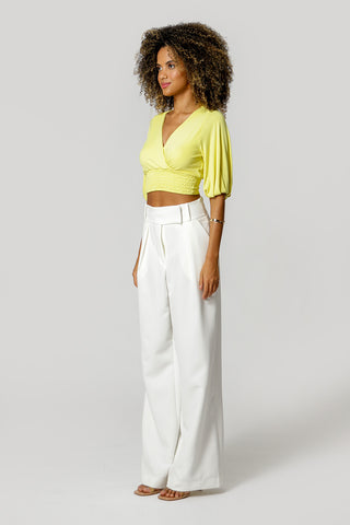 Blusa Decote Transpassado Comprimento 3/4 - AMARELO 6