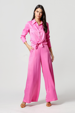 Camisa Manga Longa De Cetim - PINK CLARO