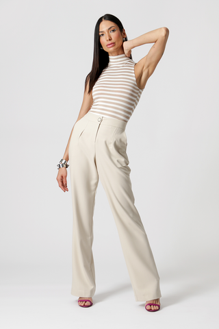 Blusa Gola Alta Listrada - BEGE 90142