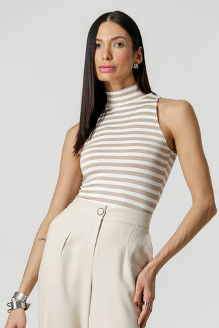 Blusa Gola Alta Listrada - BEGE 90142
