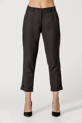 Calça Slim Com Barra Italiana - PRETO
