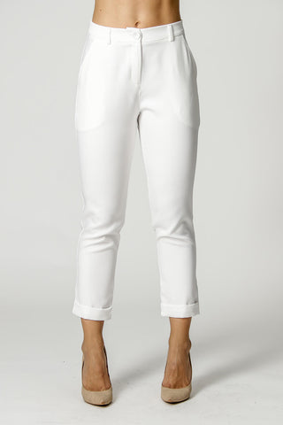 Calça Slim Com Barra Italiana - OFF WHITE