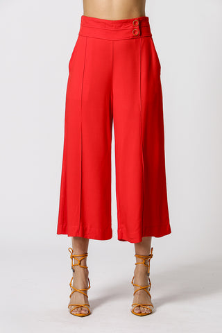 Calça Pantacourt Cós Duplo - CORAL
