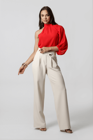 Pantalones de pierna ancha con cinturilla cruzada - CRU