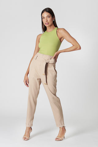 Camiseta de tirantes con cuello redondo - OLIVA