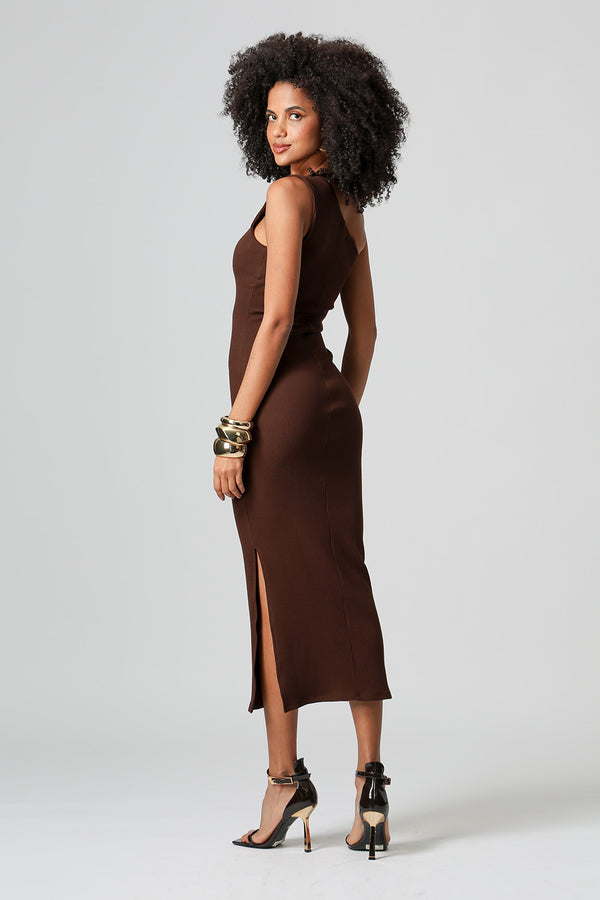 Vestido Ombro Único Canelado