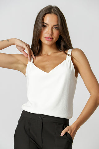 Blusa Alça Com Pregas - OFF WHITE