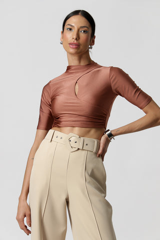 Blusa con escote cruzado - BRONCE
