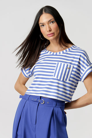 T-Shirt Listrada Bolso Frontal - AZUL KLEIN 90142