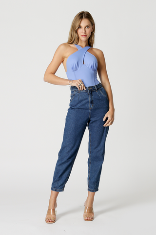 Body con escote cruzado - AZUL CLARO