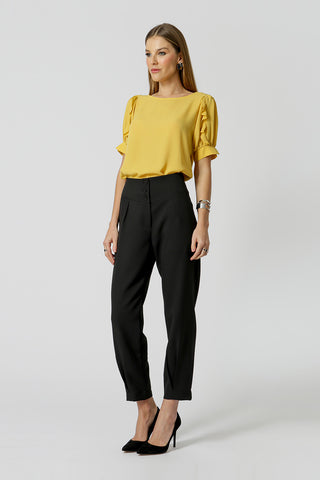Blusa Manga Bufante Com Babado - MOSTARDA 1