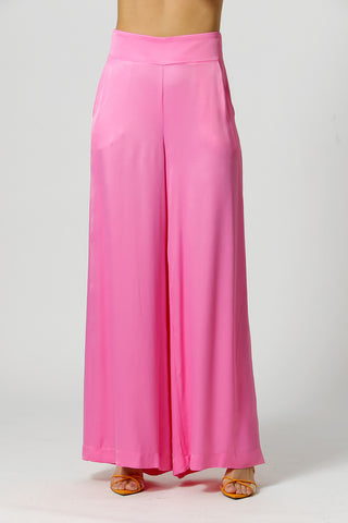 Calça Pantalona De Cetim - PINK CLARO