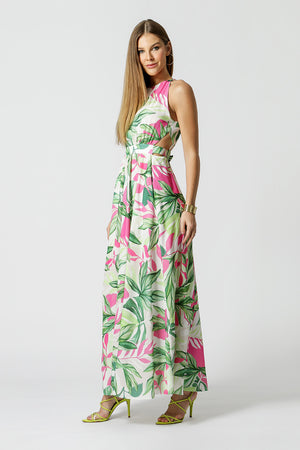 Vestido Longo Vazado Estampado