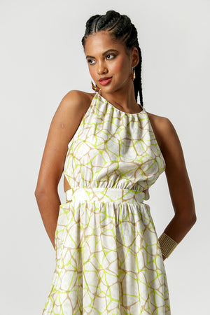 Vestido Longo Vazado Estampado