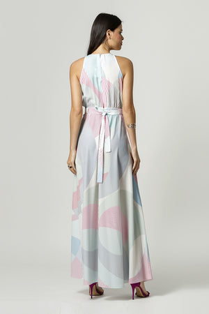 Vestido Longo Vazado Estampado