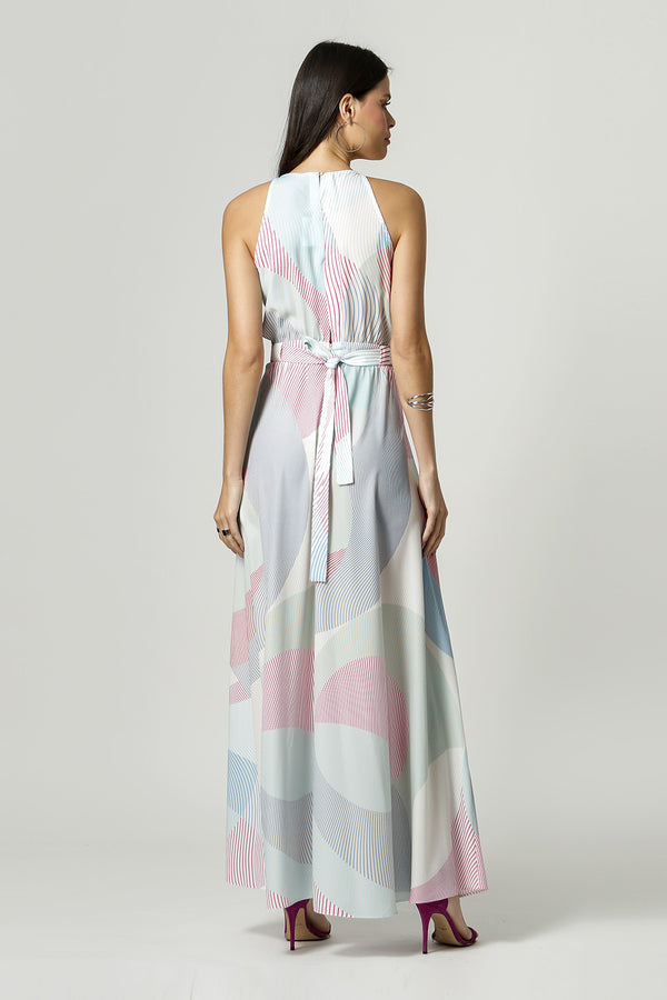 Vestido Longo Vazado Estampado